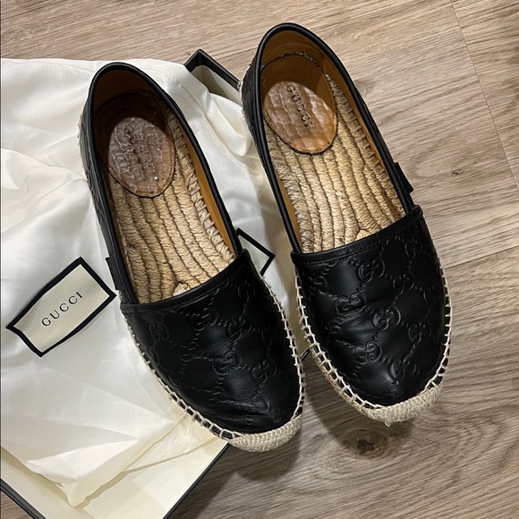 Gucci Black Leather Espadrilles for Women